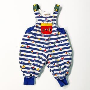 Vintage 1990s Gymboree Nautical Striped Baby Overalls Romper for Newborns